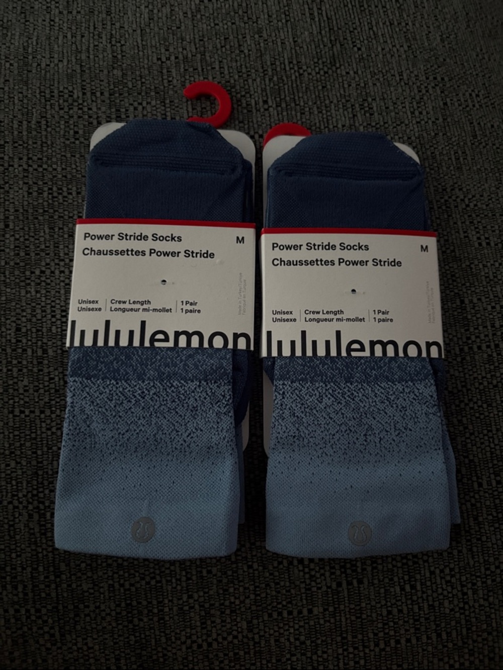 NWT lululemon Power Stride Gradient Crew Socks — Navy to Light Blue-   2 pairs